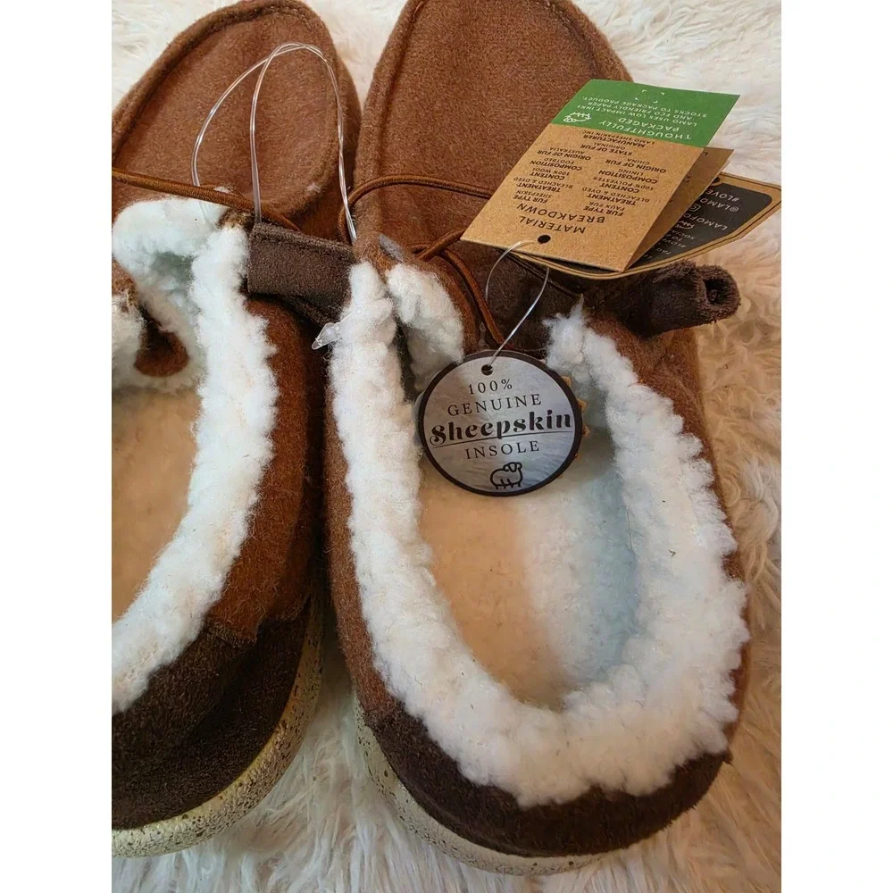 Lamo Samuel Chestnut Wool Deck Loafers Genuine Sheepskin Insole NWT Men's 9